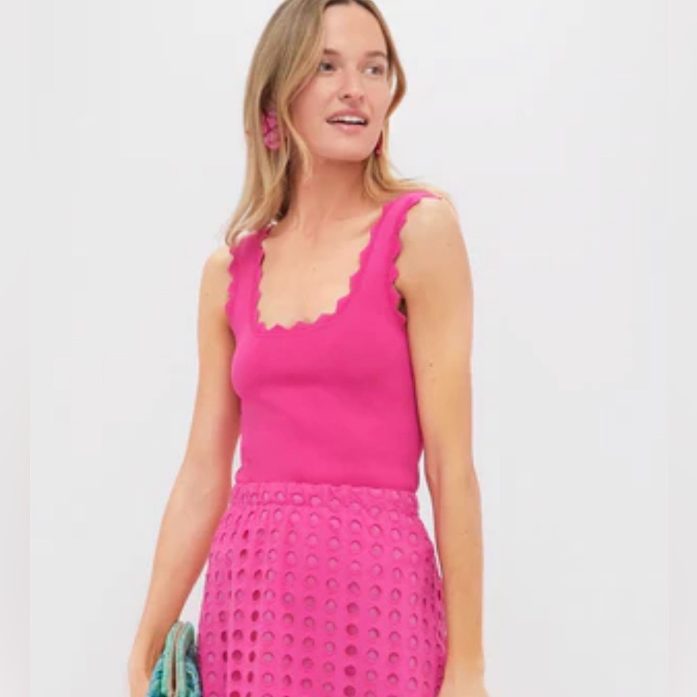Tuckernuck Hot Pink Ric Rac Compression Tank XXS NWT